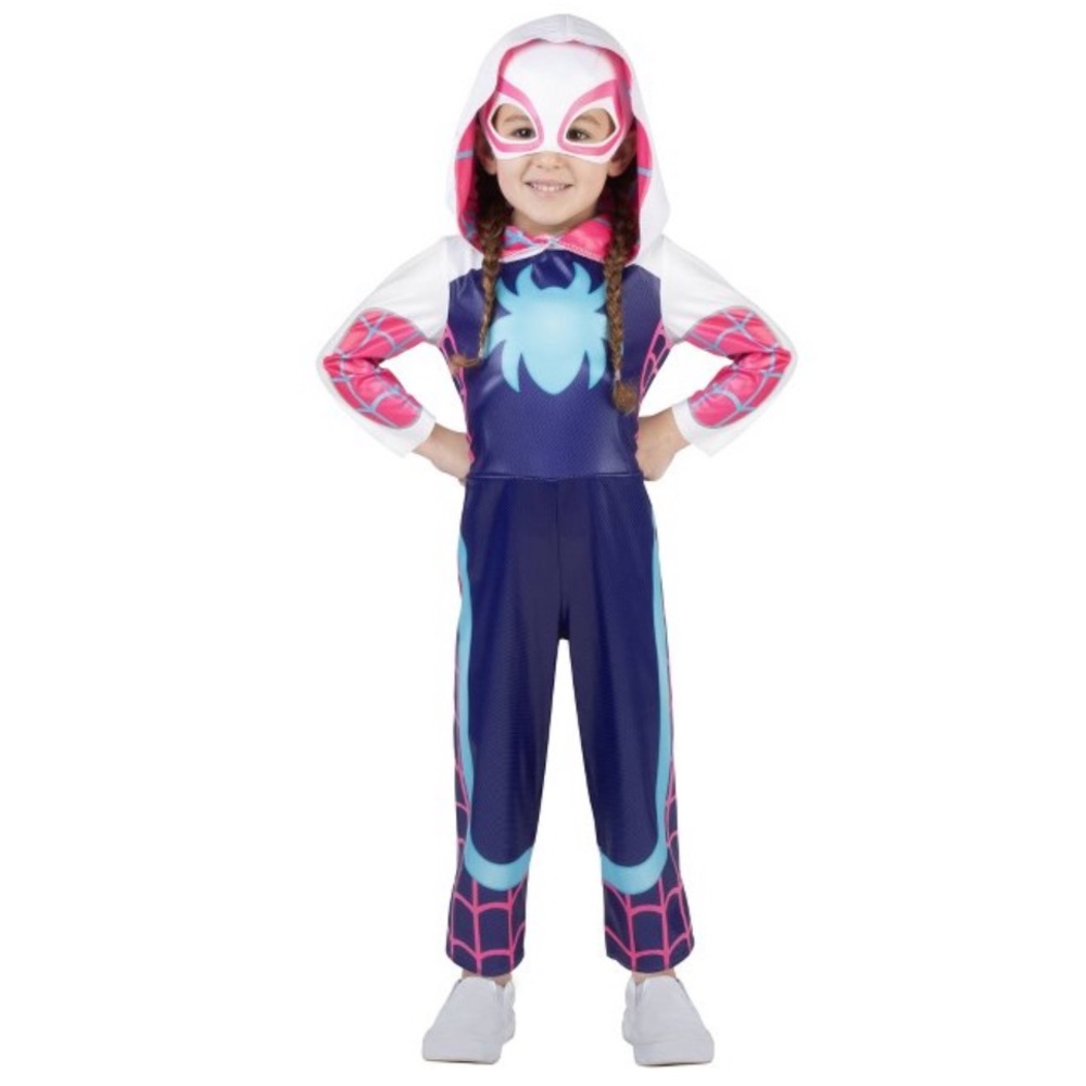 Girls Toddler Ghost Spider Costume with Hood and Mask 3T / 4T